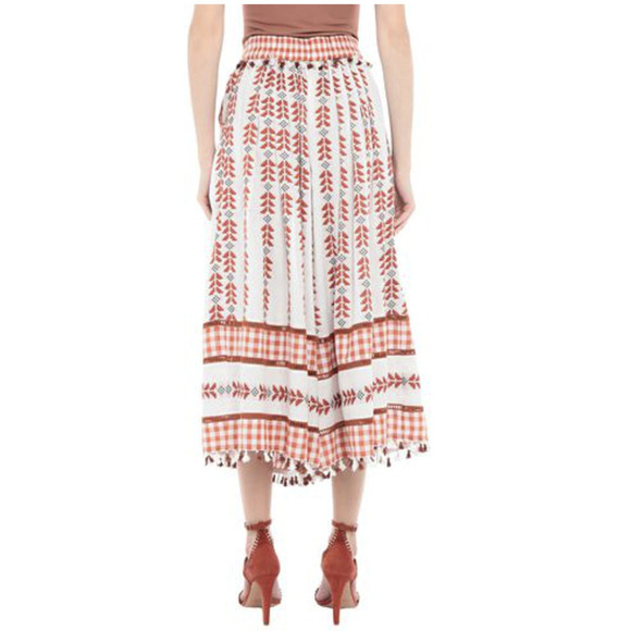 NWT Dodo Bar Or Cropped Tassel Pant M 8 10 Rust White Navy Boho Western Wide Leg - Picture 3 of 5
